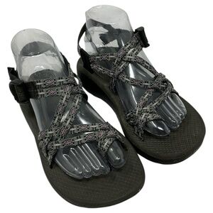 Chaco Women Grey Pink Aztec ZCloud X2 Sandal Toe Loop Strappy Hiking Shoe 8